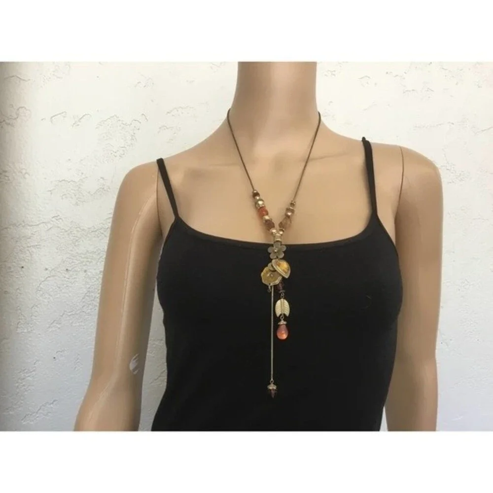 Gold Necklace with  Charms Pendants Yellow Heart